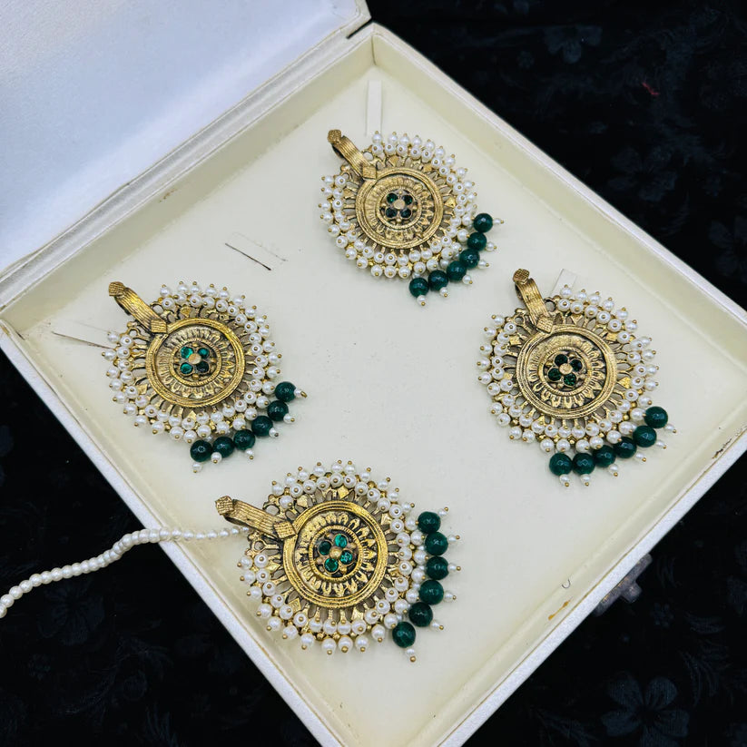 Gajra Earing With Ring And Tika