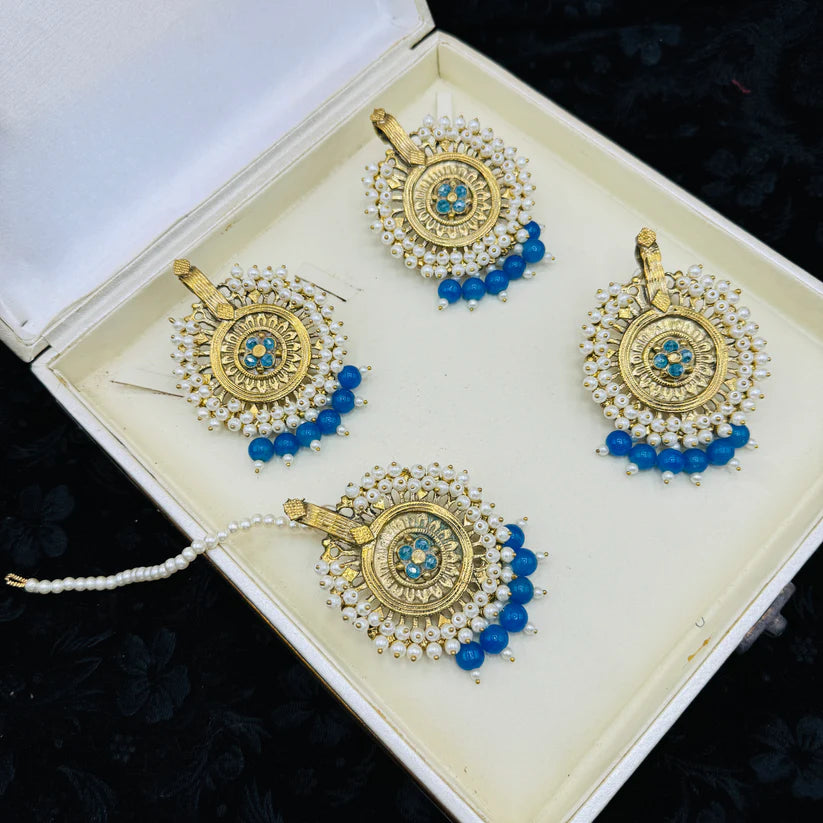 Gajra Earing With Ring And Tika