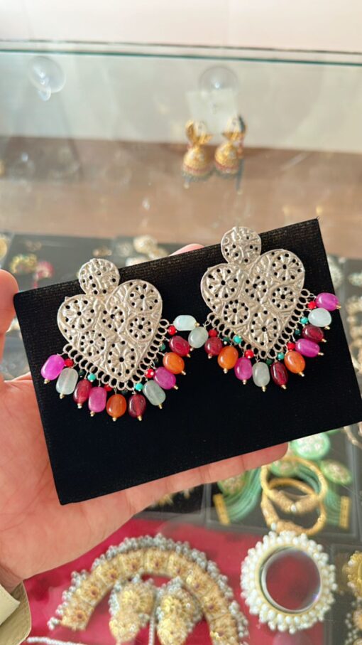 Beautiful silver heart earrings