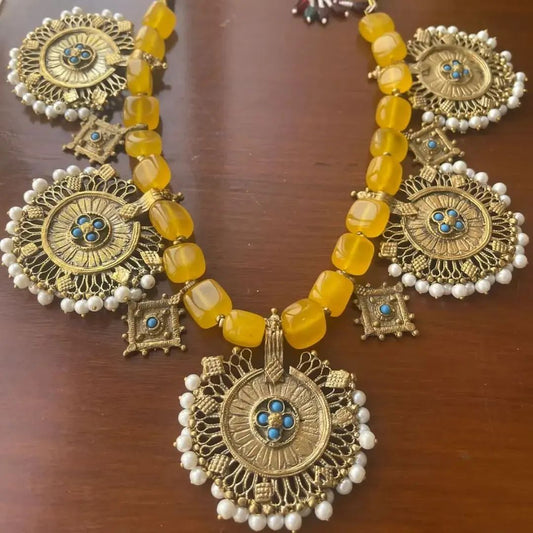 Yellow Jade Pearl Mala