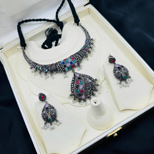 Oxidise Stone Necklace