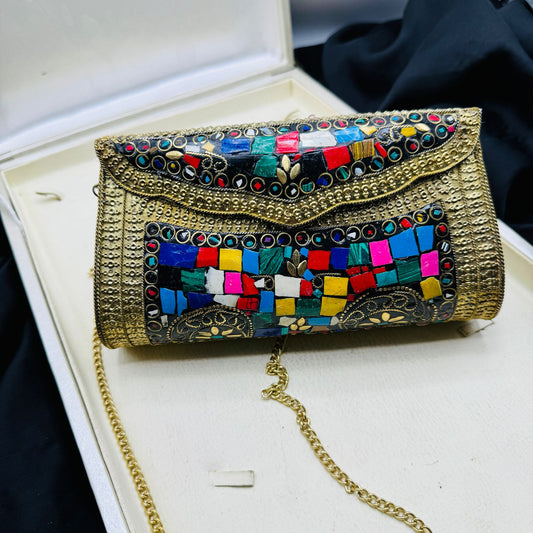 New Shape Golden Clutch