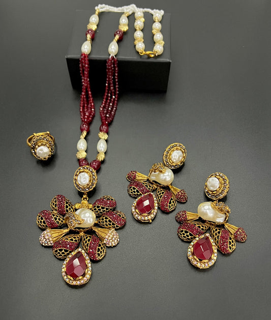 Ottoman Ruby Pearl Set